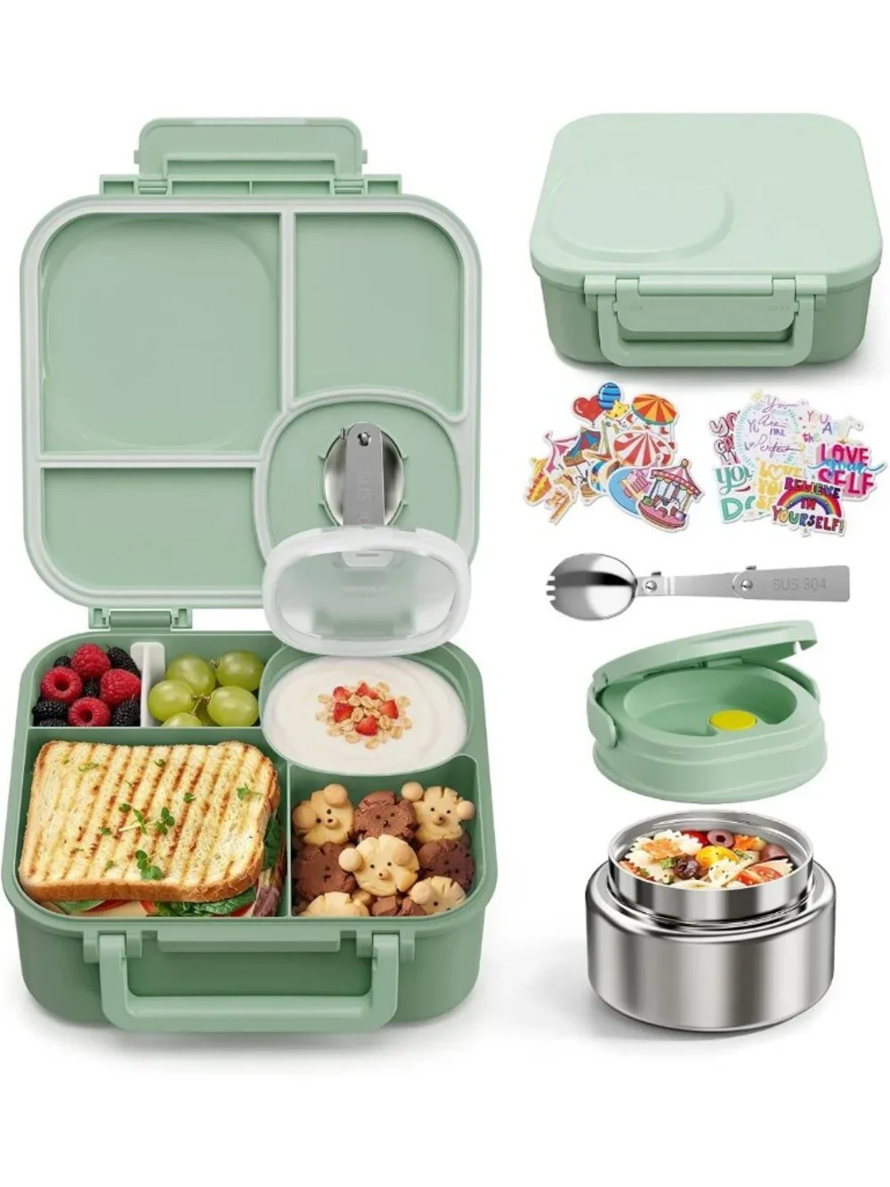 Leak-Proof Kids Bento Box & Insulated 9oz Food Jar - Perfect Lunch Container!